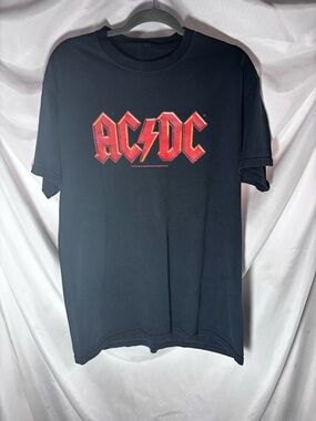 AC/DC Black Tee with Red and‎ Gold Logo